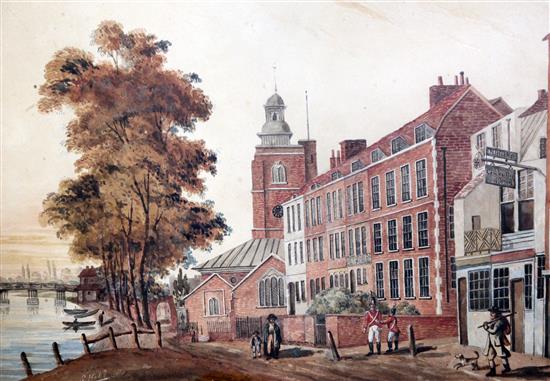 S.H.... The Old Red House, Chelsea, c.1814 11 x 16in.